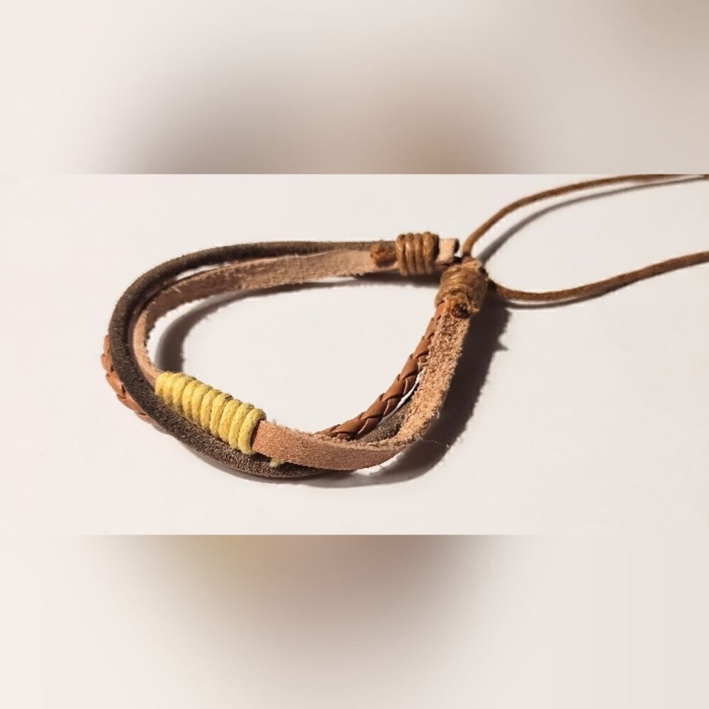 Men's bracelet‎ leather braided brown new d60